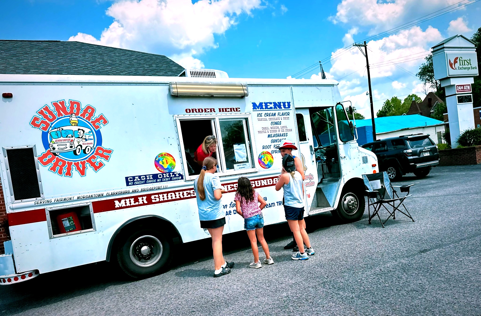 Community gathering at truck